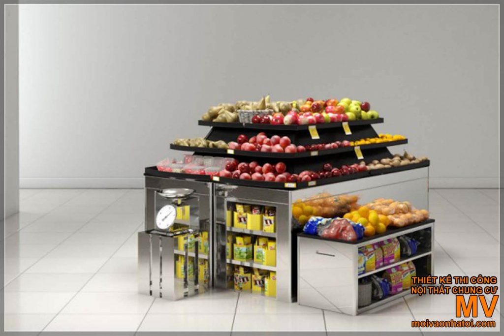 スーパーマーケットの果物の陳列棚