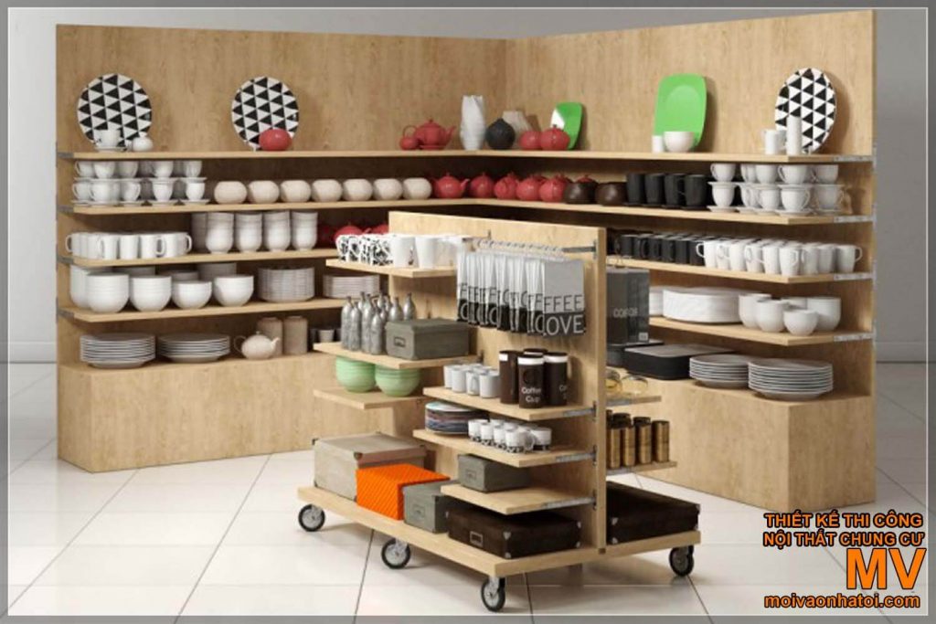 スーパーマーケットを展示するための木製の棚