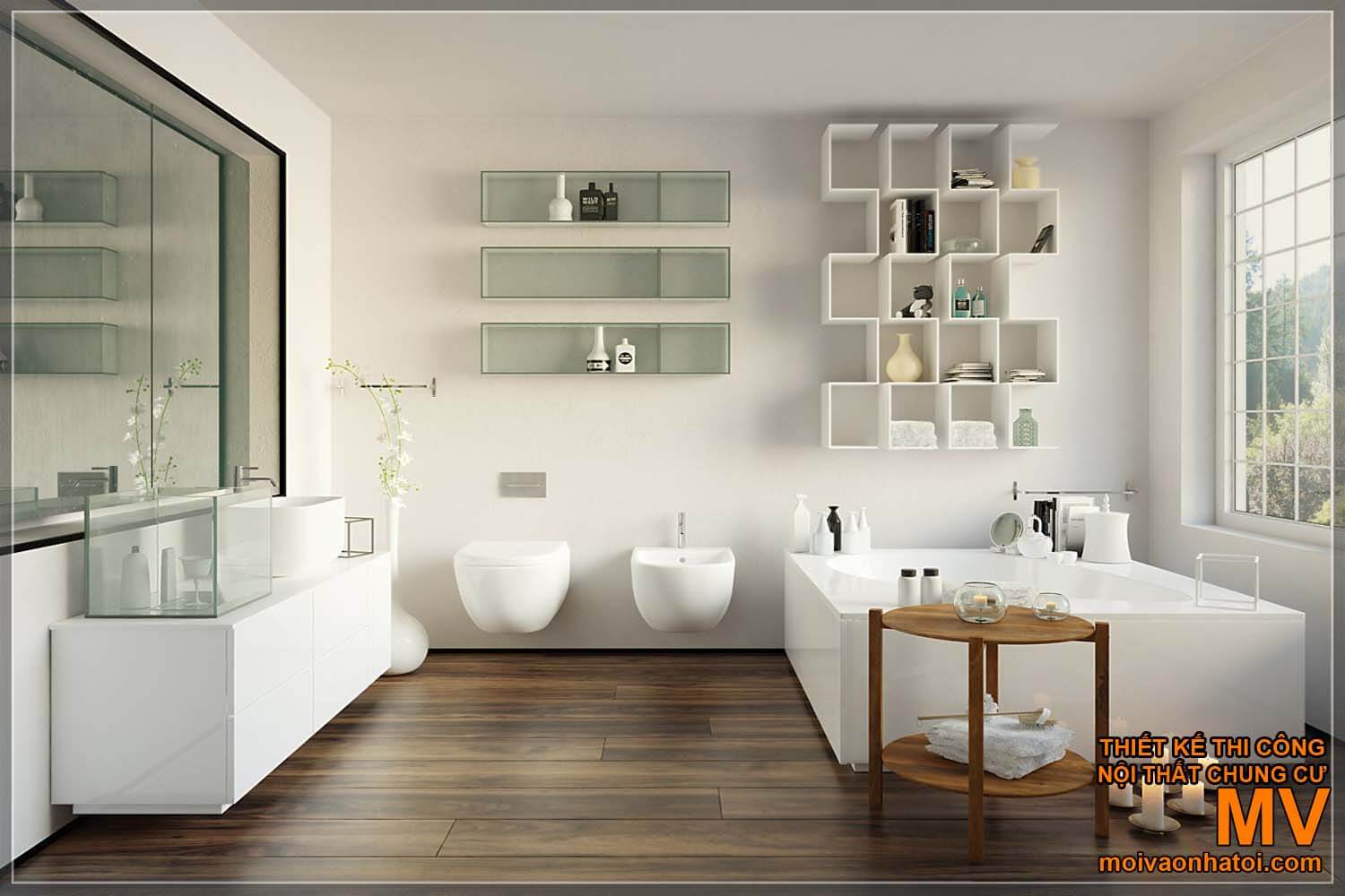 lavabo rửa mặt, thiết kế nhà tắm đẹp hiện đại