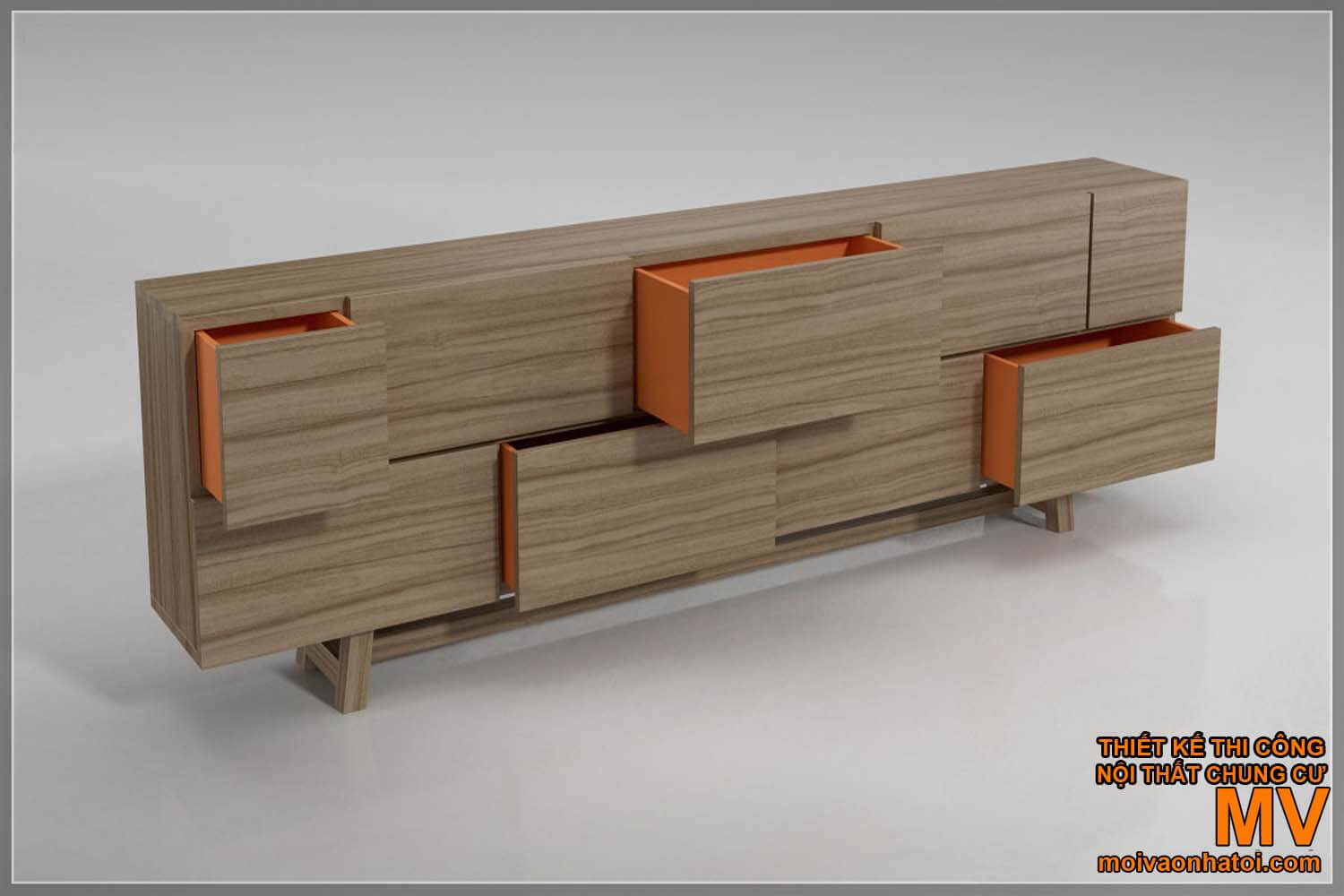 Beautiful wooden TV shelf