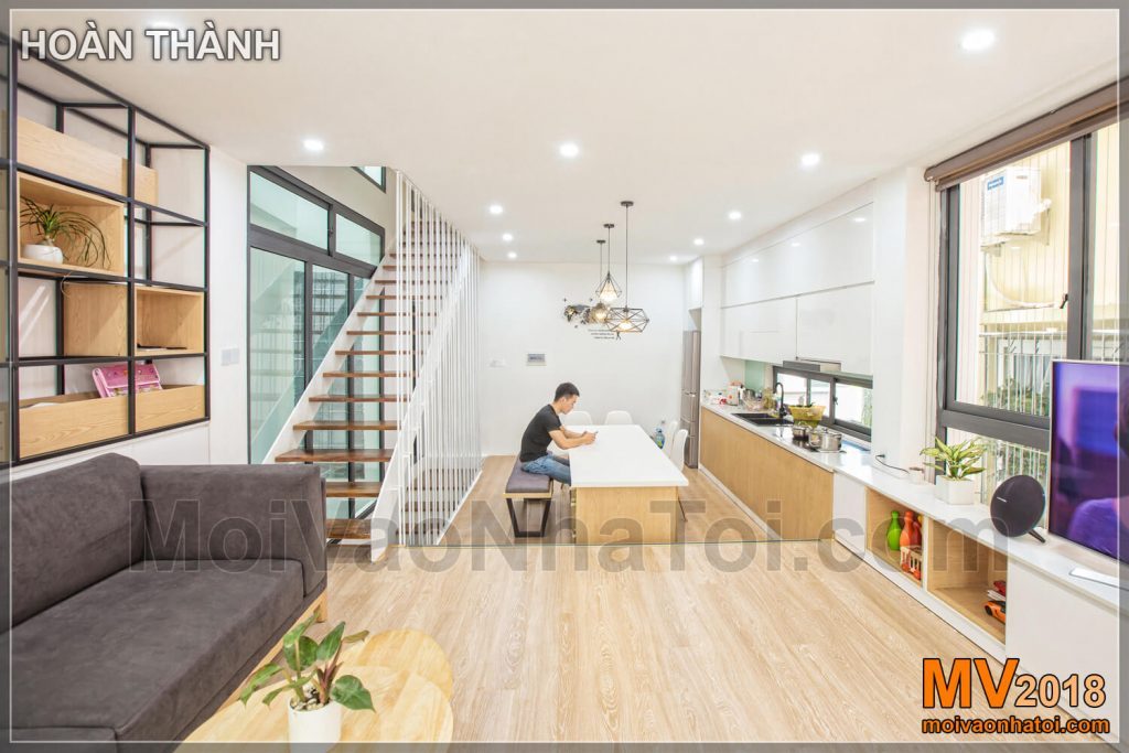 Thiết kế phòng bếp theo phong cách  Scandinavian cho nhà ống 5 tầng