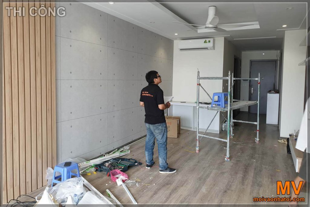 بناء شقة داخلية مطبخ غرفة المعيشة شمال دايموند لونغ بيين