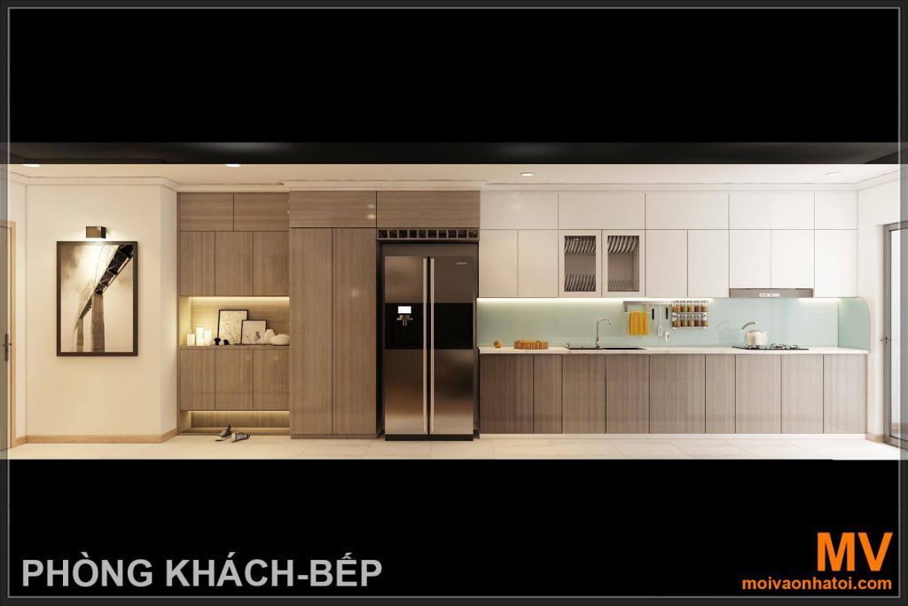 改装後のキッチンヒルパークヒルアパートメント8の3Dデザイン