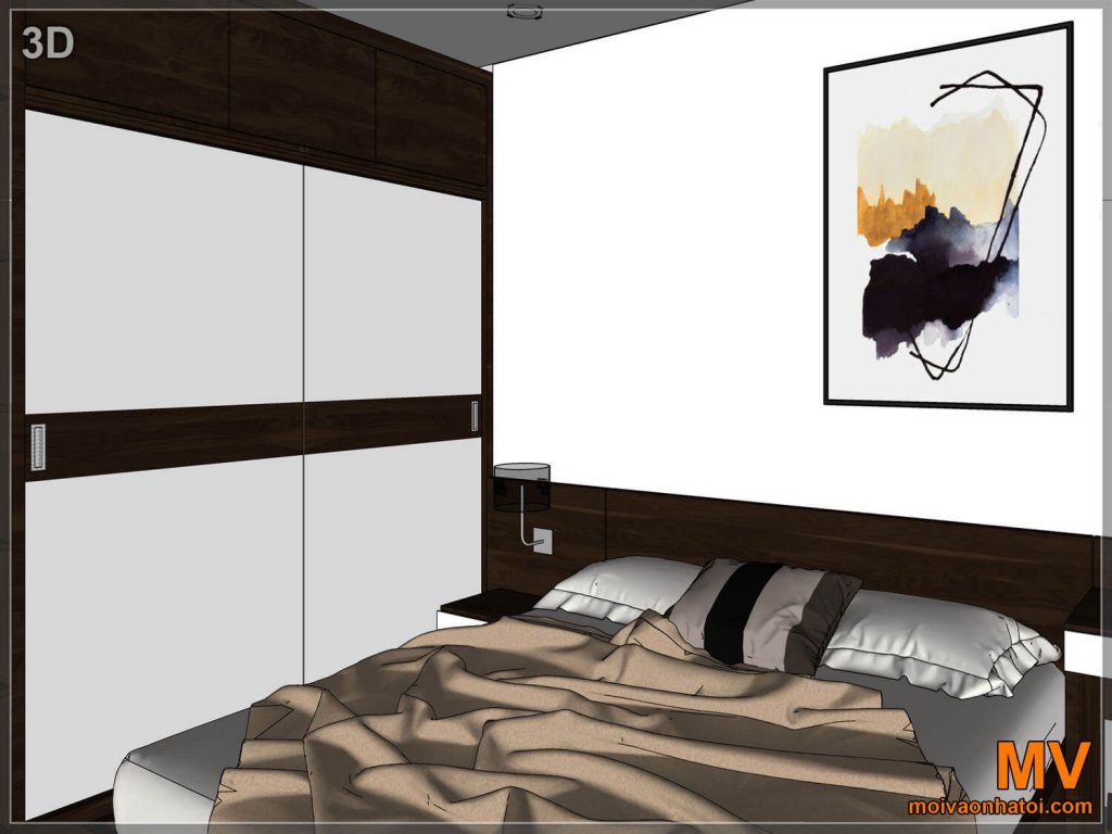 Apartemen kamar tidur utama desain 3D