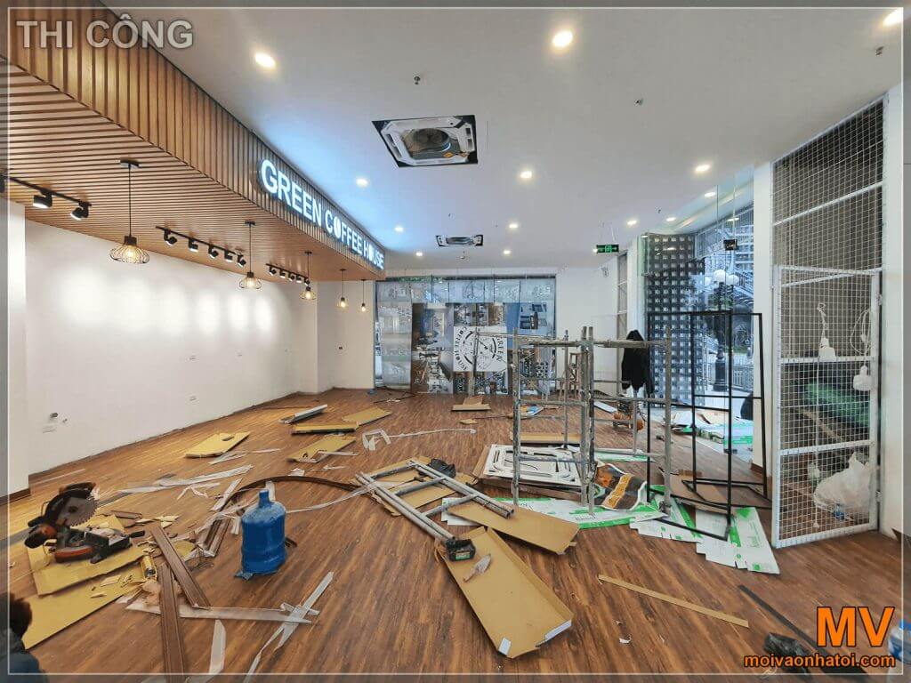 construction of green tree coffee shop on the first floor