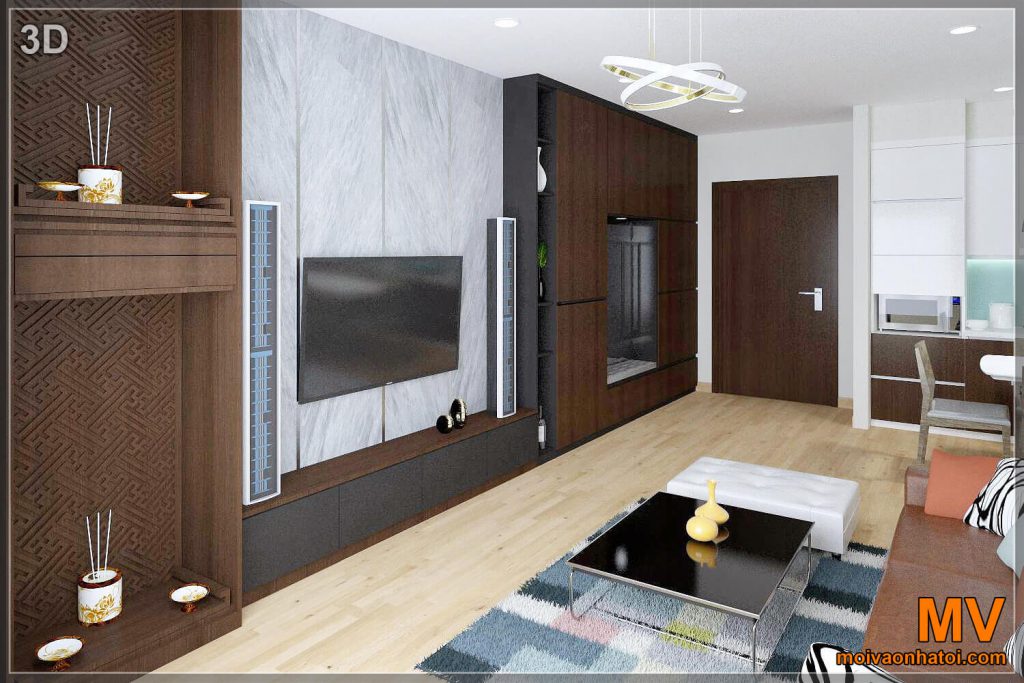 Interior design del soggiorno dell'appartamento Diamond