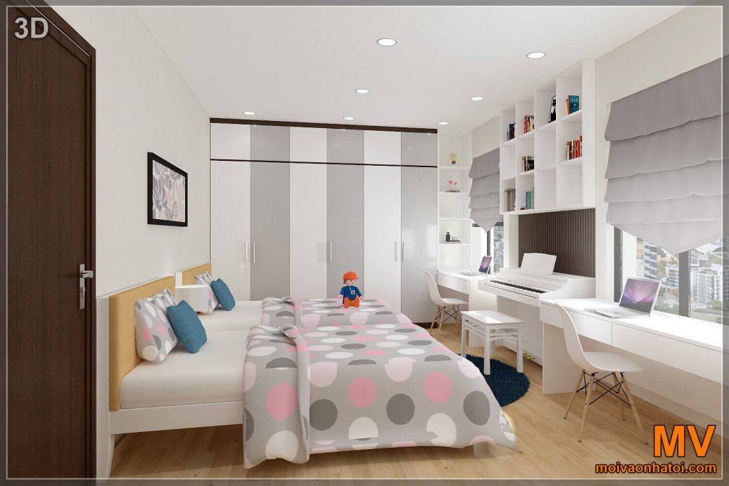 Thiết kế nội thất phòng ngủ con chung cư Northern Diamond