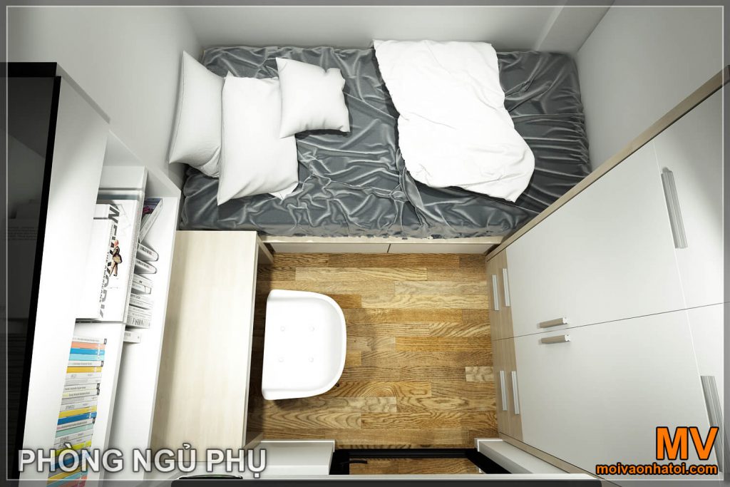 thiết kế phòng ngủ phụ chung cư hoàng cầu