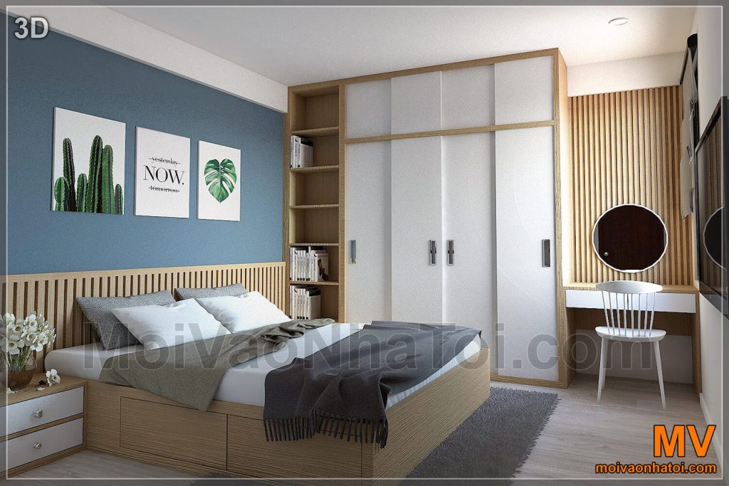 Thiết kế nội thất phòng ngủ master chung cư Linh Đàm