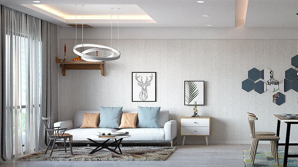 Thiết kế nội thất phòng khách chung cư Linh Đàm