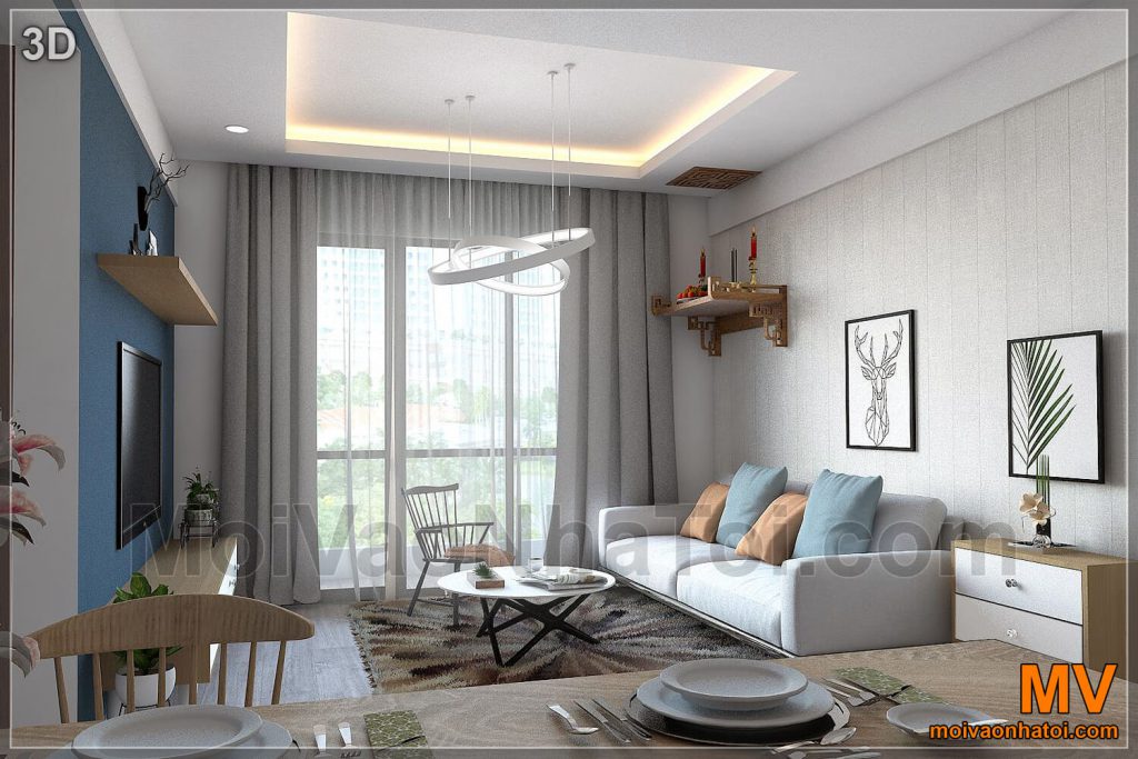 Thiết kế nội thất phòng khách chung cư Linh Đàm