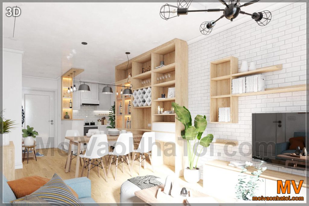 Interior design del soggiorno - cucina nel condominio Park 5