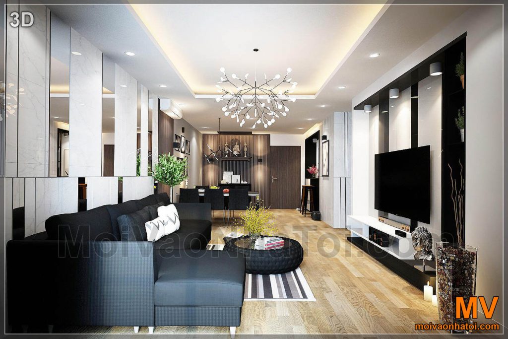 Thiết kế nội thất phòng khách chung cư Hà Đông