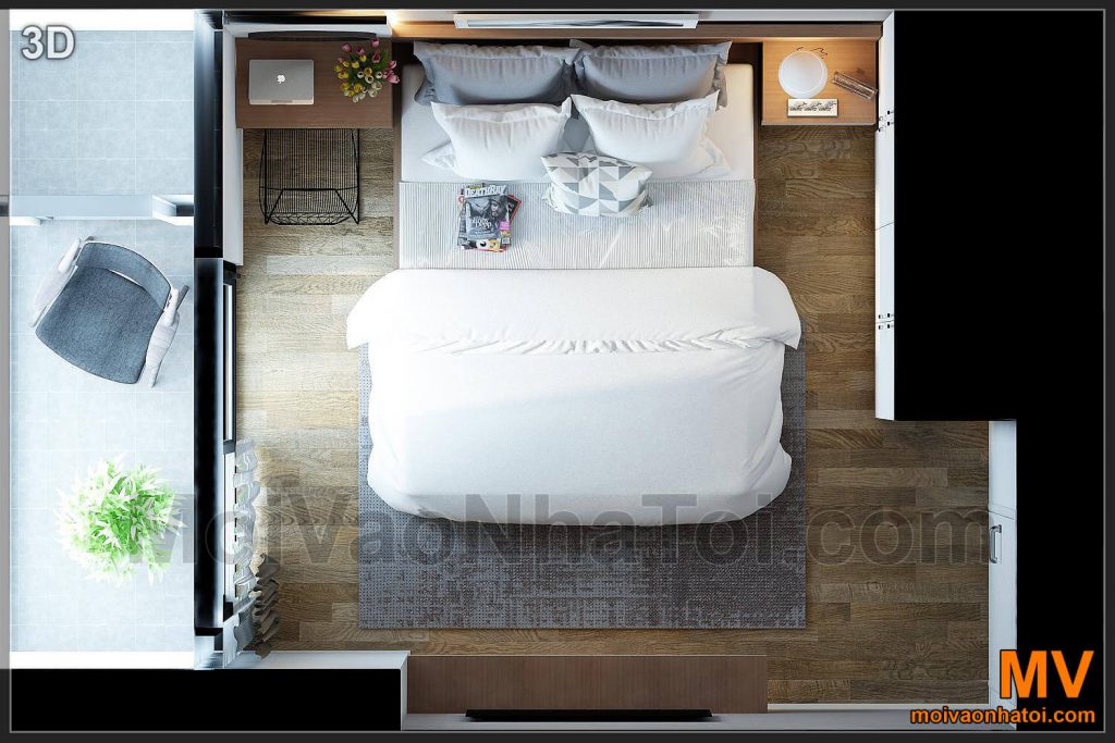 progettazione della camera da letto per i nonni dell'appartamento Ha Dong