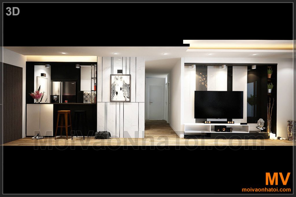Thiết kế nội thất phòng khách chung cư Hà Đông