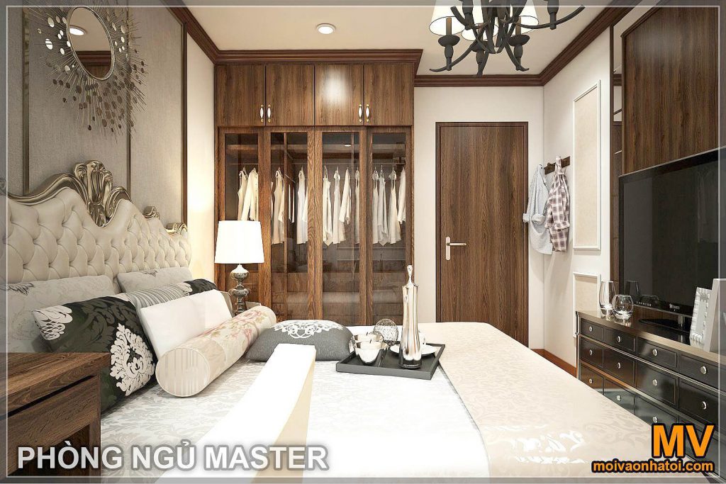 desain interior kamar tidur utama di apartemen ecolake view