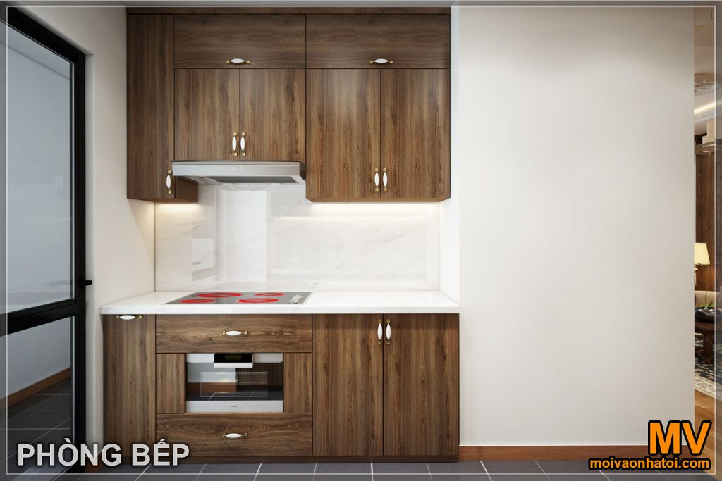 Ecolake manzaralı apartman mutfağının iç tasarımı