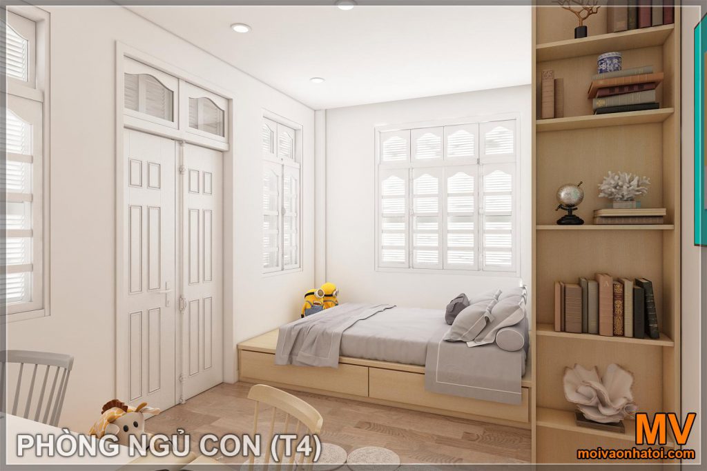 Yen Lang sokak evinin çocukları için yatak odası iç tasarımı