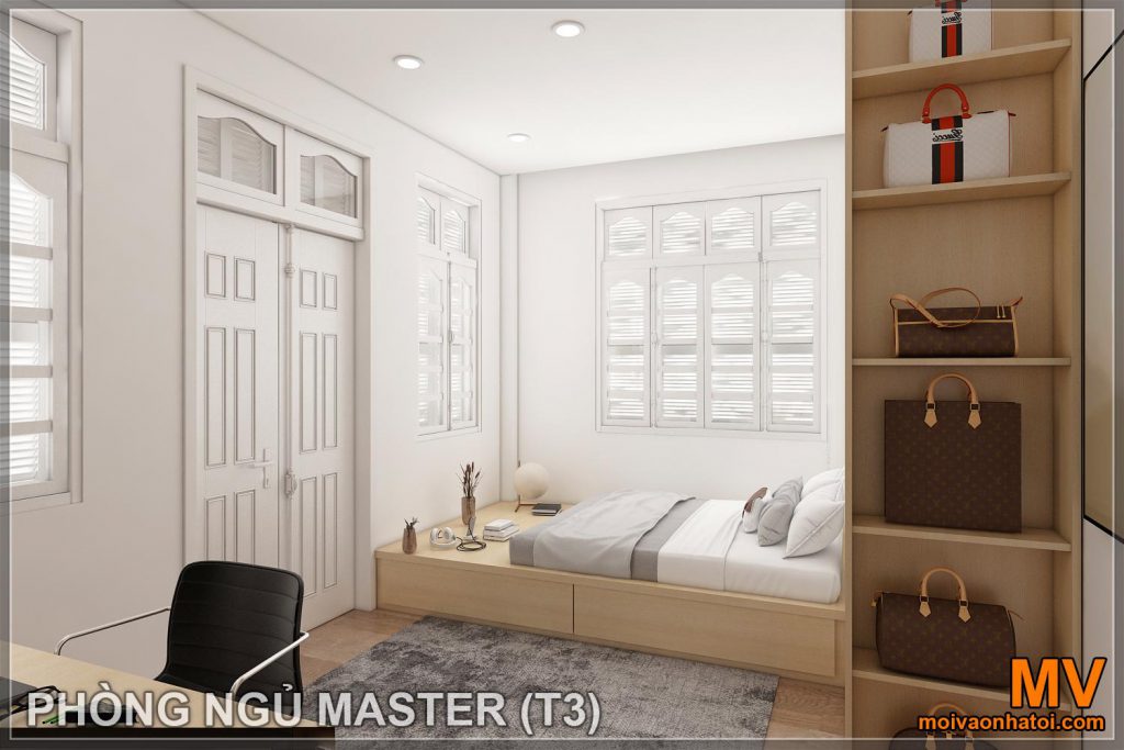 Design della camera da letto principale nella residenza di città di Yen Lang