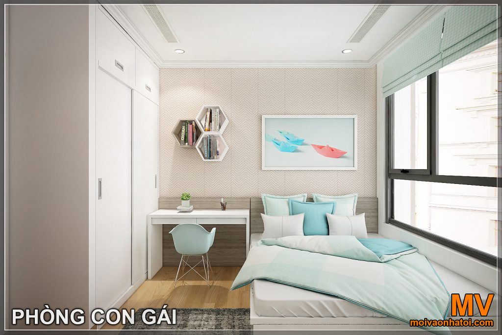 thiết kế phòng ngủ con gái chung cư vinhomes gardenia