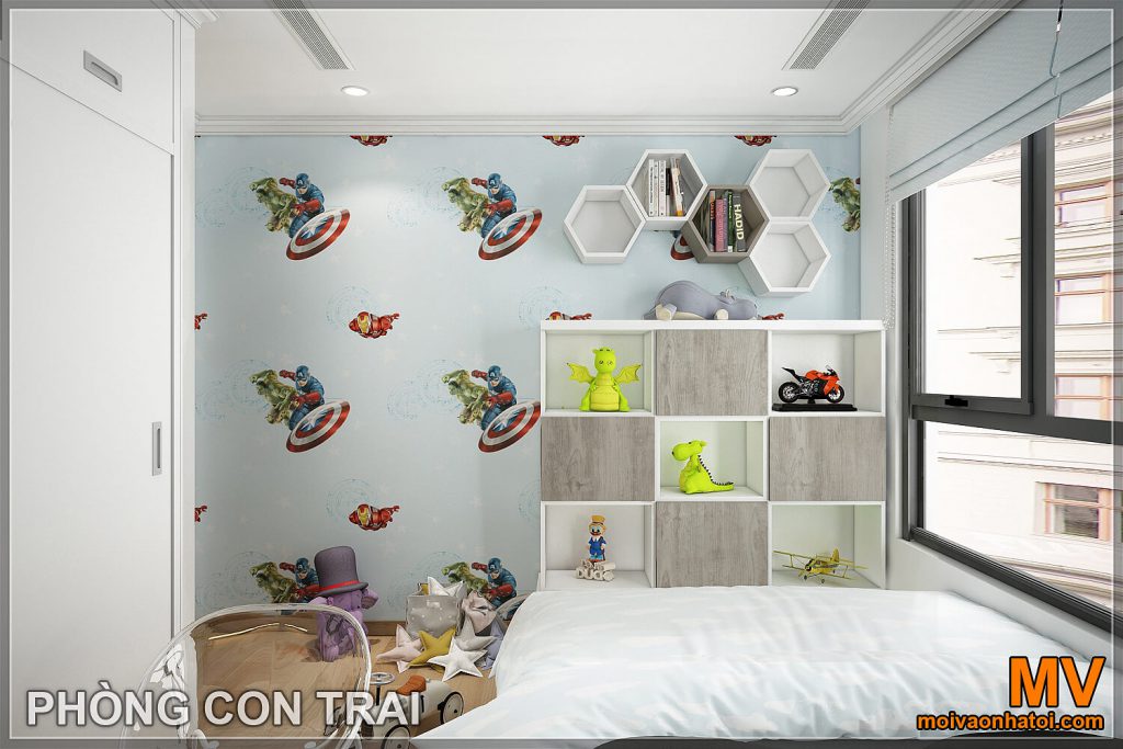 thiết kế phòng ngủ con trai chung cư vinhomes gardenia