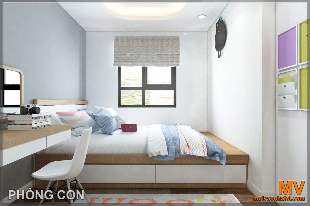 thiết kế phòng ngủ con chung cư madarin 