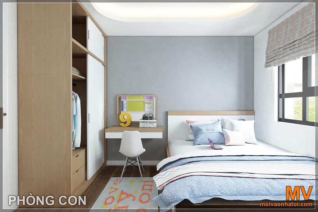 thiết kế phòng ngủ con chung cư madarin 