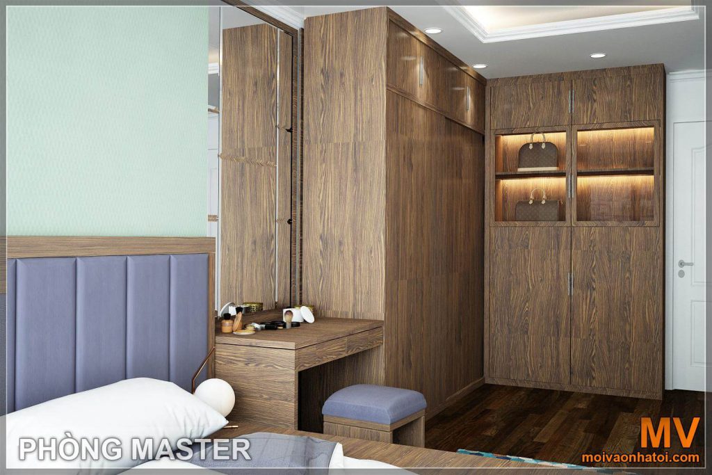 thiết kế nội thất phòng ngủ master chung cư lĩnh nam 