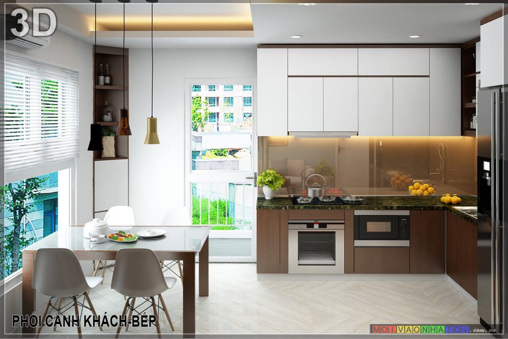 3D design of Nguyen Van Cu apartment kitchen