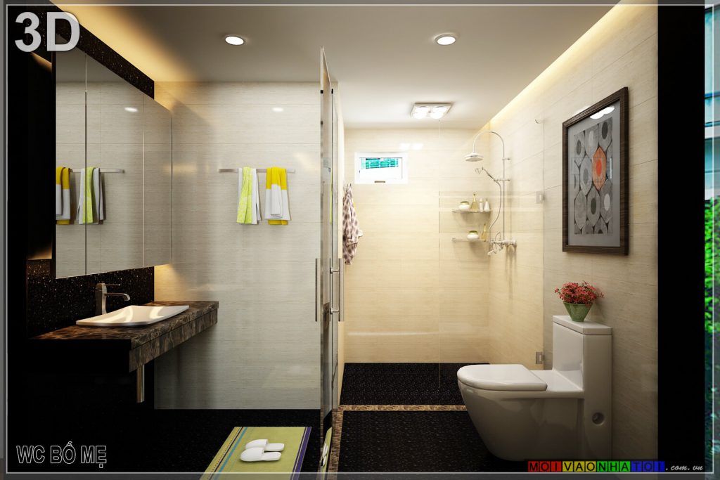 Desain 3D kamar mandi gedung apartemen Nguyen Van Cu