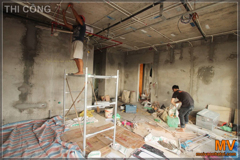 Nguyen Van Cu apartmanının mutfak inşaatı