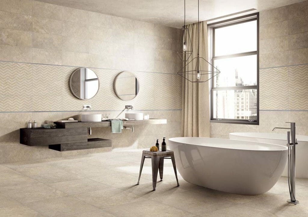 облицювання ванної кімнати плиткою в гармонійних пропорціях