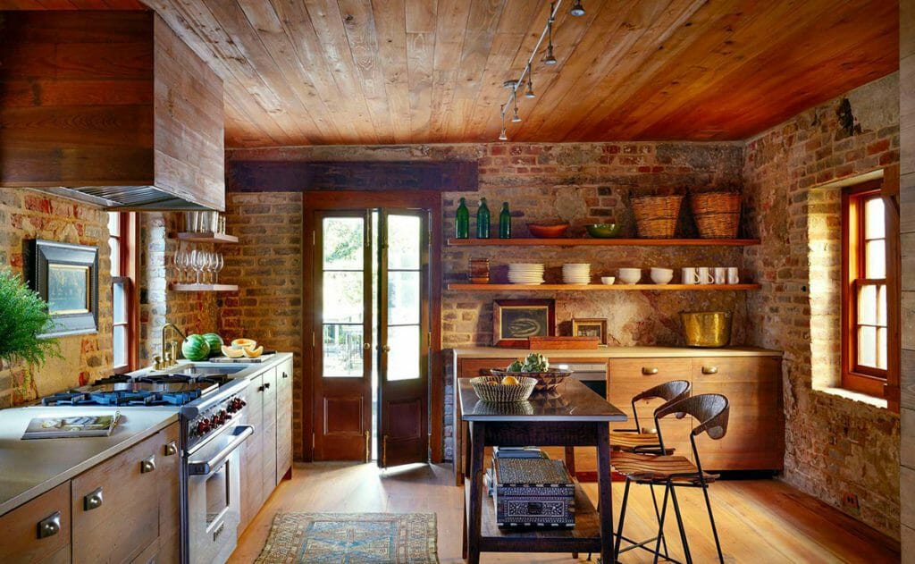 phòng bếp phong cách rustic