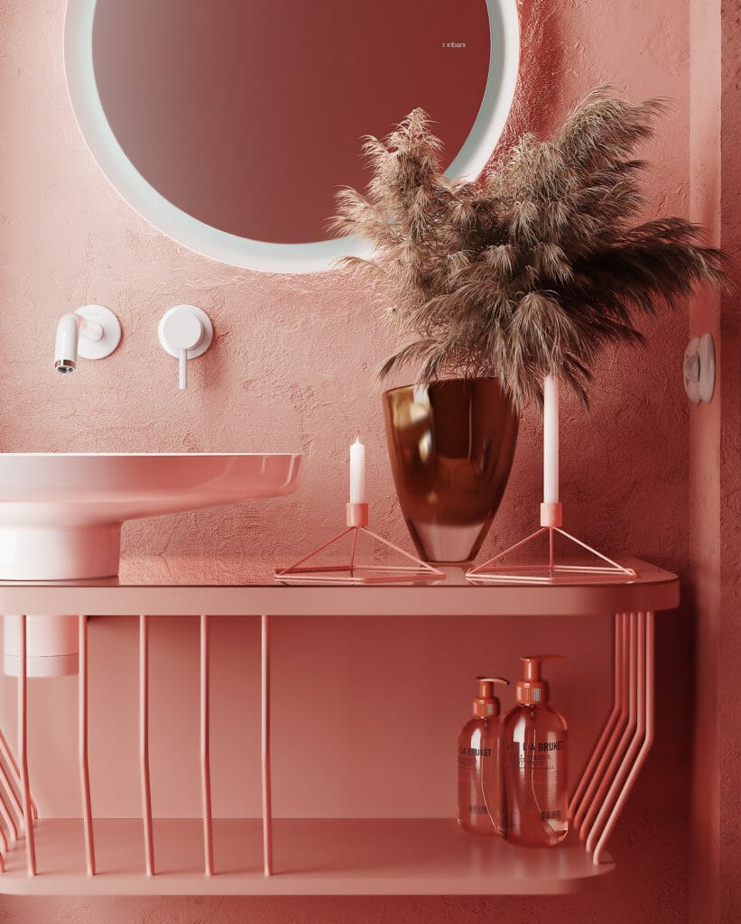 ピンクのバスルームモデル