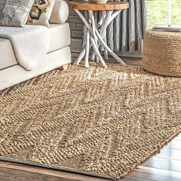 Motif de tapis de salon en fibre de jute