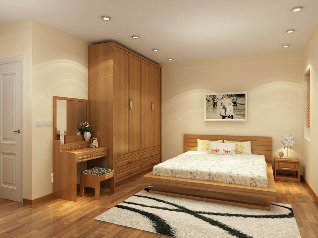 phòng ngủ bằng nội thất gỗ tự nhiên