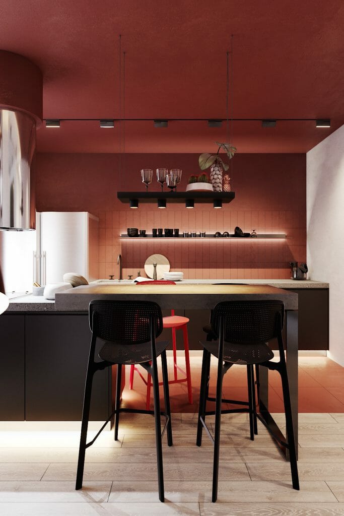 rote und schwarze küche