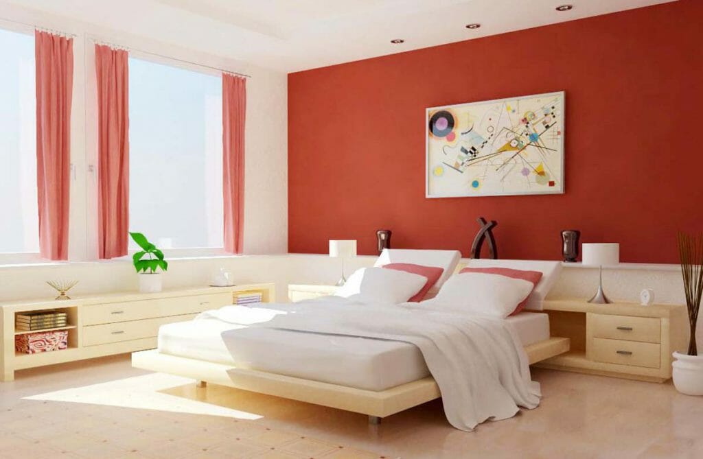 thiết kế phòng ngủ màu đỏ