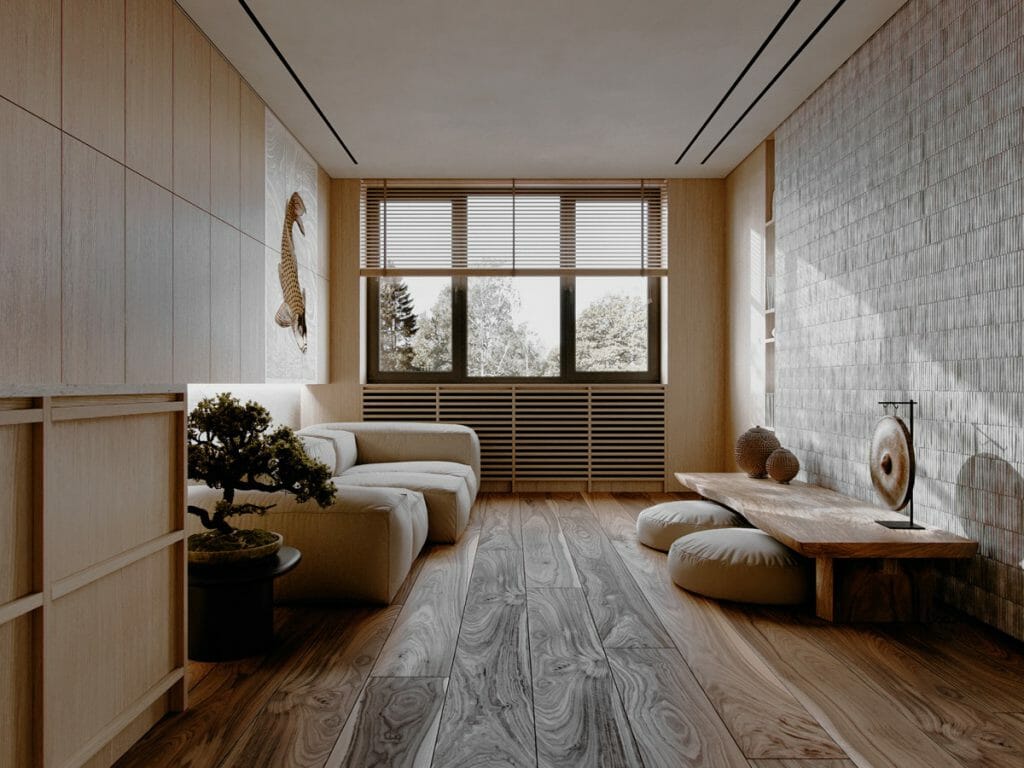 Interiérový design pokoje v japonském stylu