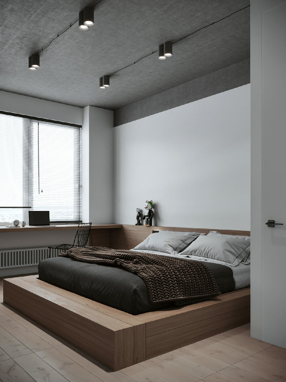 design della camera da letto in stile industriale