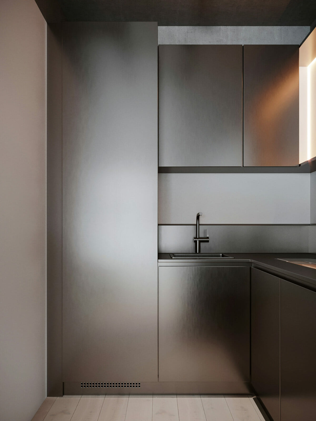 design de armário de cozinha preto