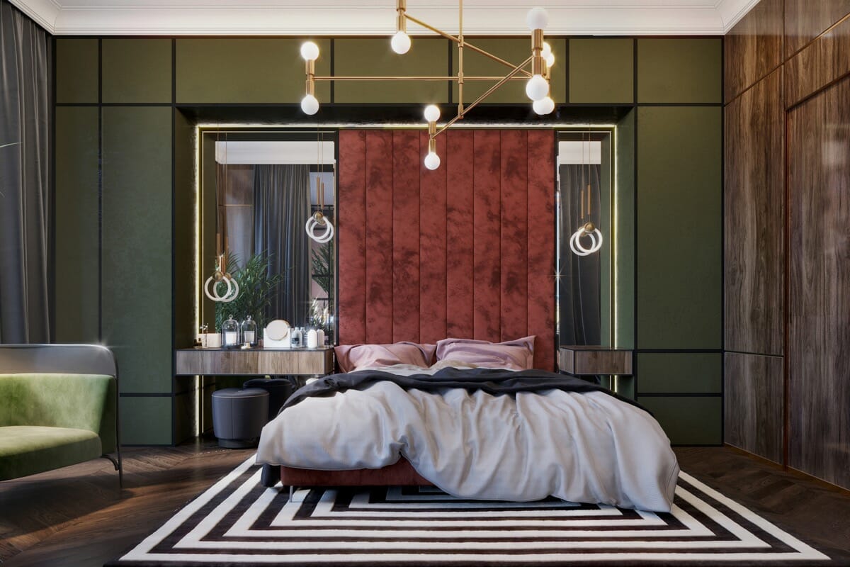 зелений дизайн спальні