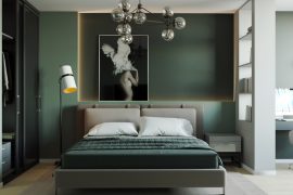 Grünes Schlafzimmerdesign