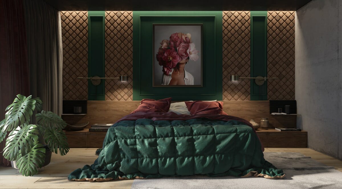 녹색 침실 디자인