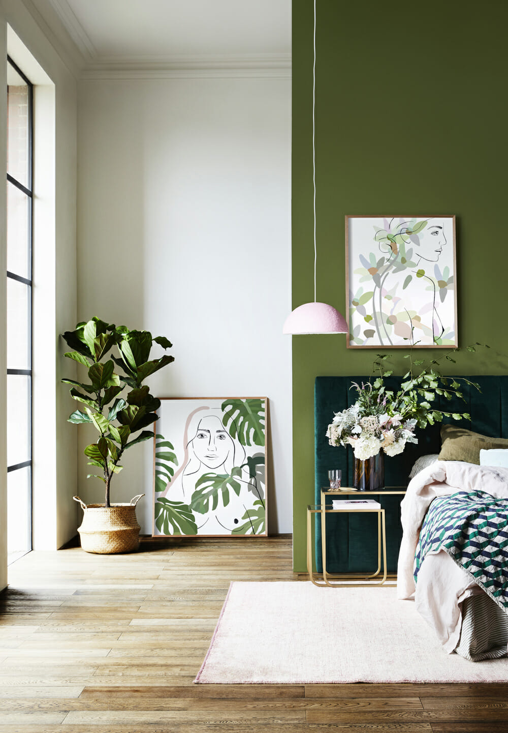 зелений дизайн спальні
