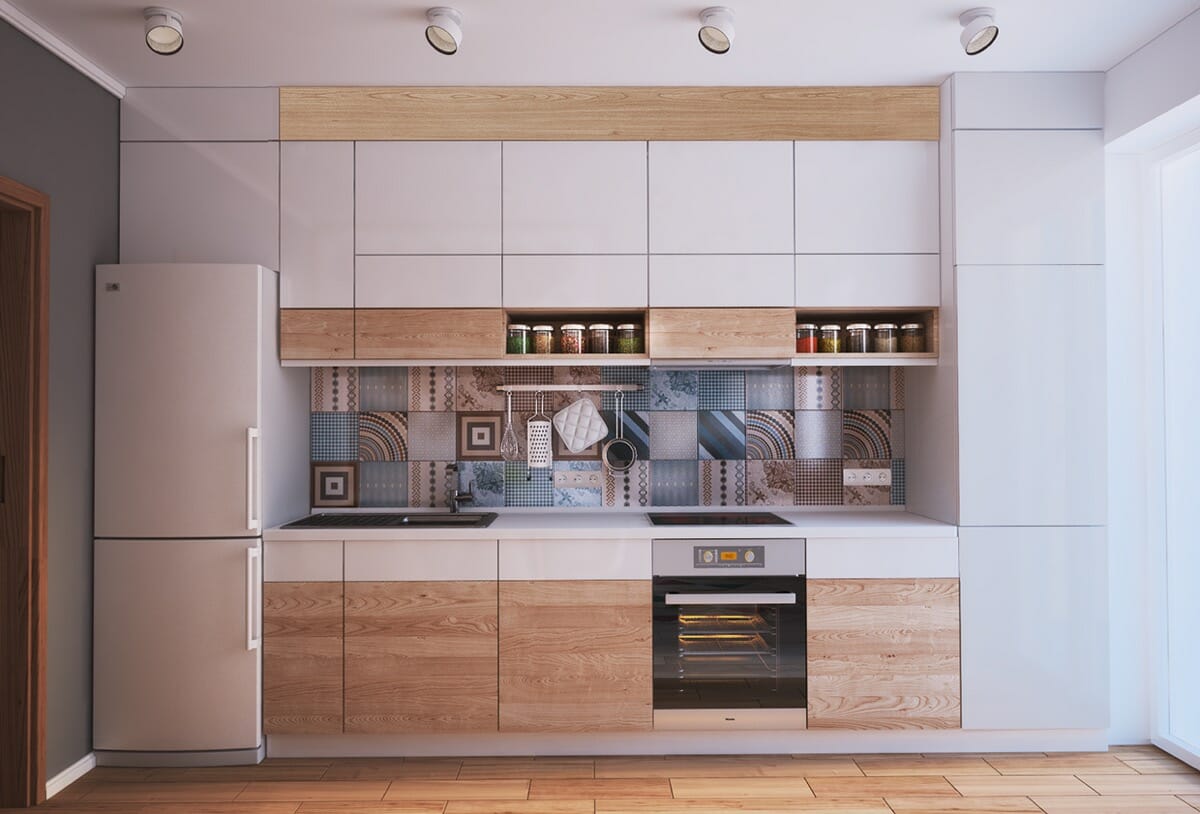 Design eines Küchenschranks aus Holz