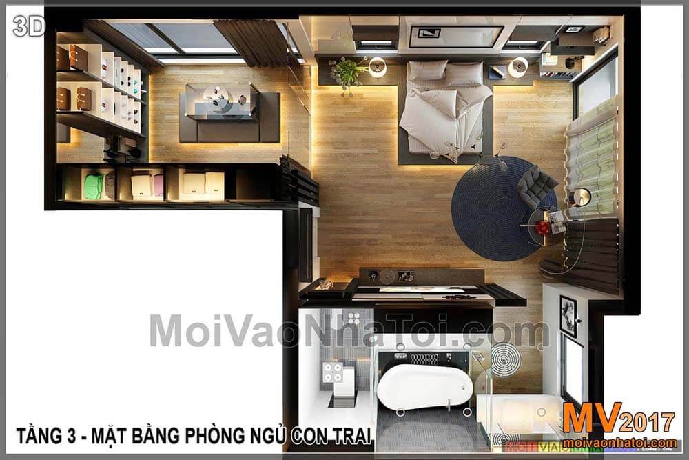 Modernes Villa-Schlafzimmer des 3D-Designs