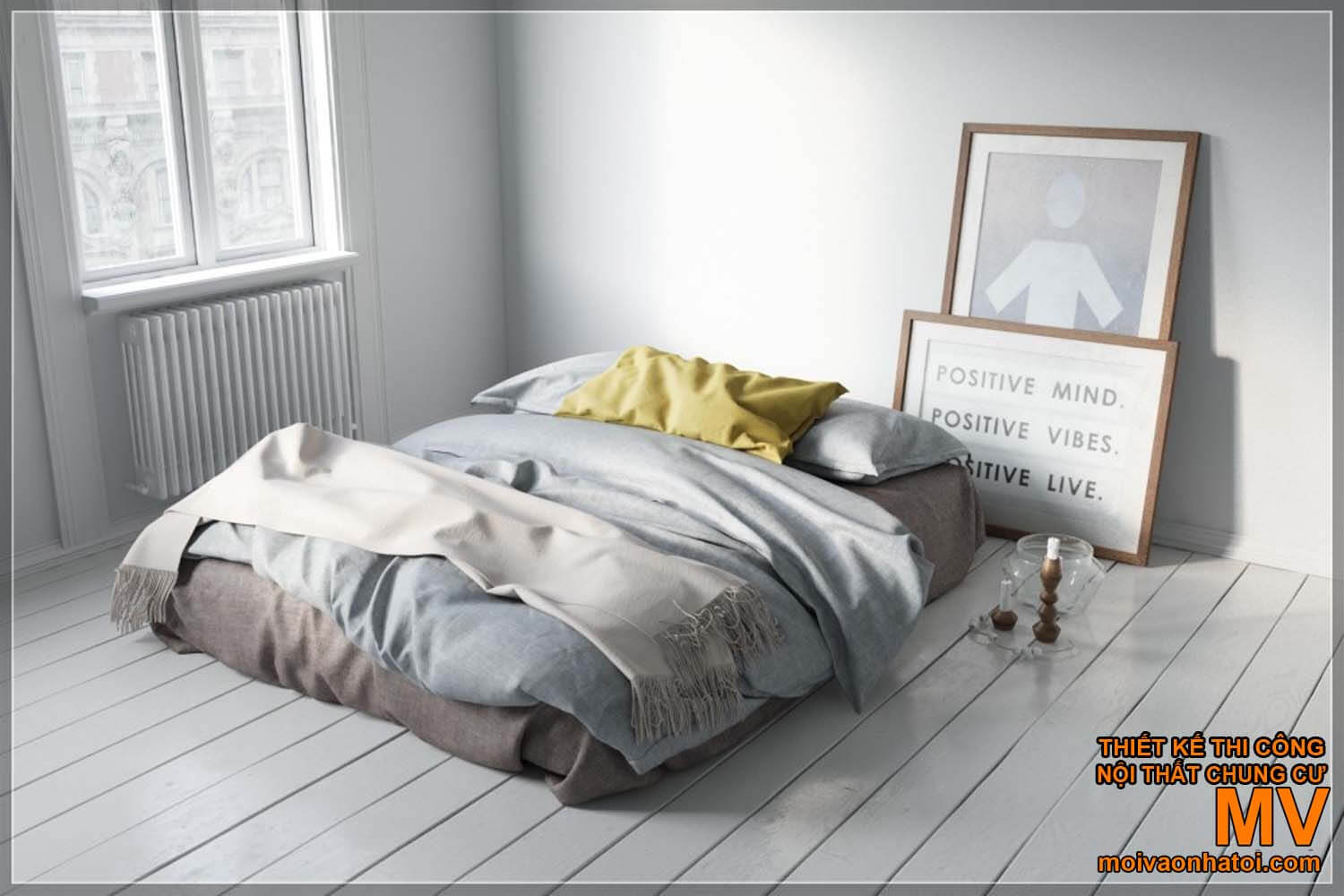 Thiết kế phòng ngủ - trang trí giường ngủ Scandinavian