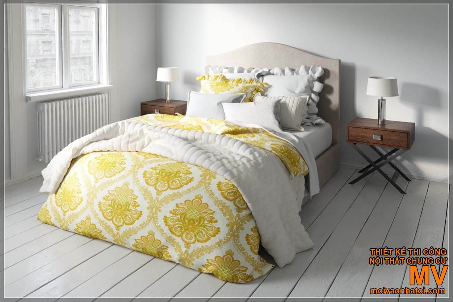Quarto de design - decoração de cama escandinava