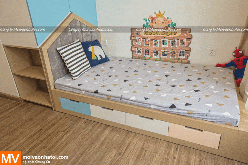 Struktur tempat tidur dengan laci